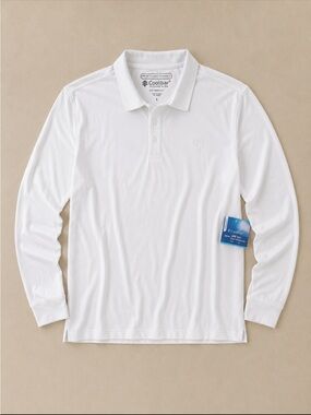 Coolibar UPF 50+ White Long Sleeve Polo Shirt Men’s Large NWT Sun Protection